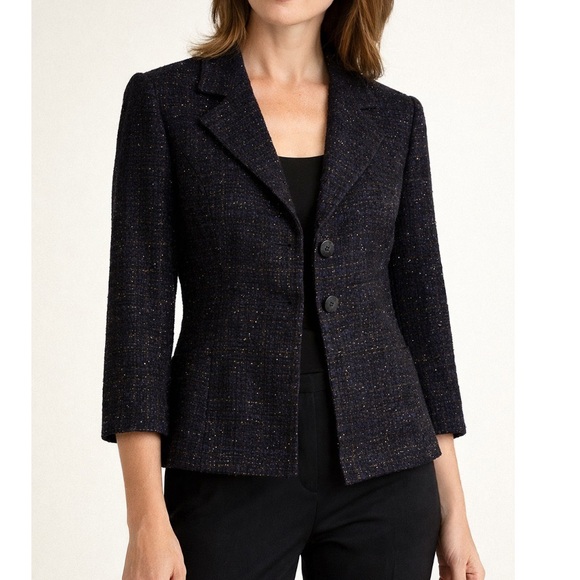 Kay Unger Jackets & Blazers - KAY UNGER Black Sparkly Tweed Short Blazer Jacket NWOT